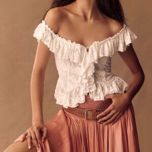 By Anthropologie Off-The-Shoulder Ruffled Top